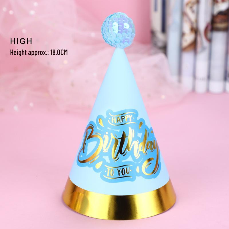 Shiny Cute Birthday Hat with Plush Ball for Party Costumes (Child & Adult)