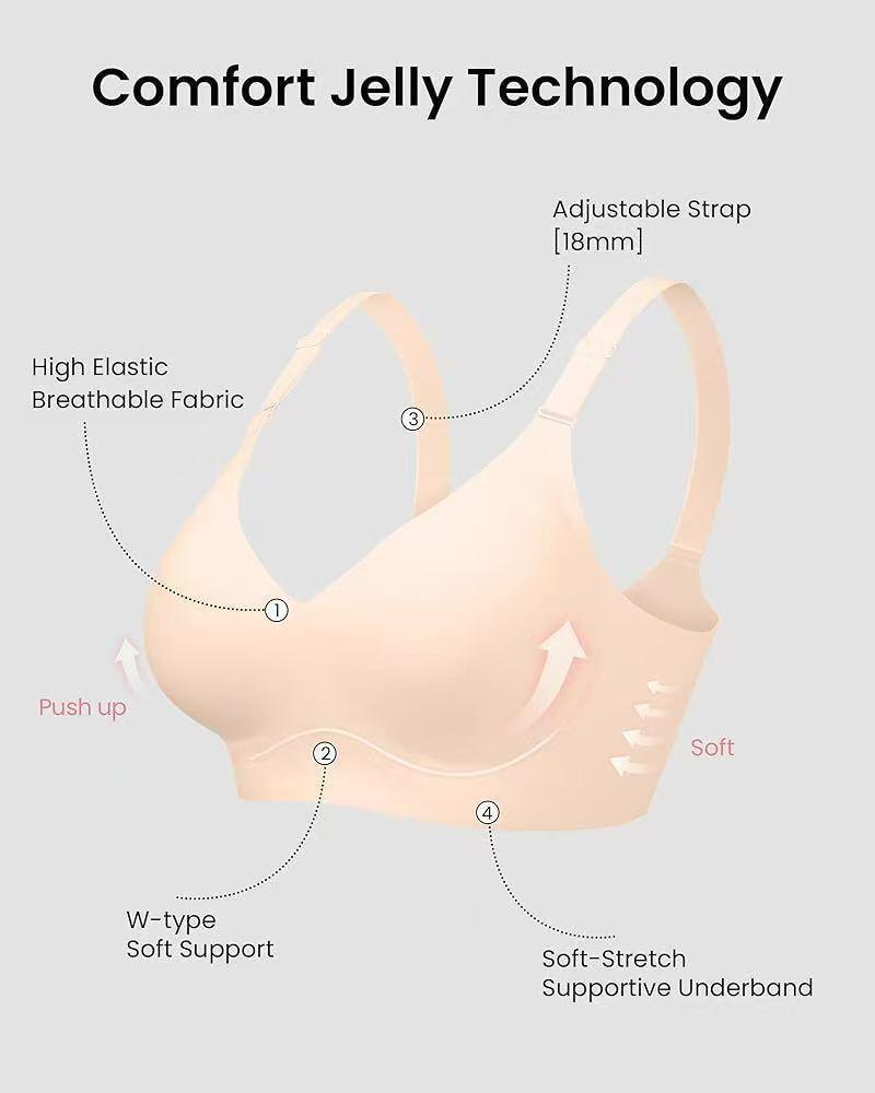 Seamless Push-up Bra with Thin Molded Cups & Adjustable Fit