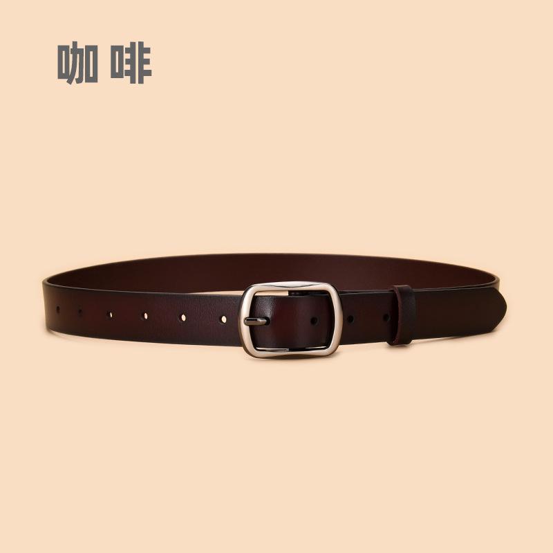 

Четыре сезона в наличии новый двухслойный кожаный женский ремень с пряжкой-иголкой повседневный универсальный ретро кожаный ремень женский японский ремень с пуговицами для джинсов 105cm