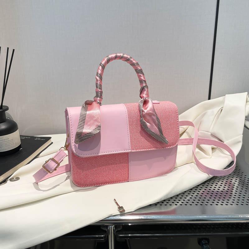 2025 new fashion high-end messenger bag contrasting color retro texture bag women's personality commuting leisure small square bag