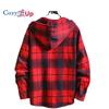 Cozy Up Neformální pánská kostkovaná košile s kapucí, červená fleece s dlouhými rukávy