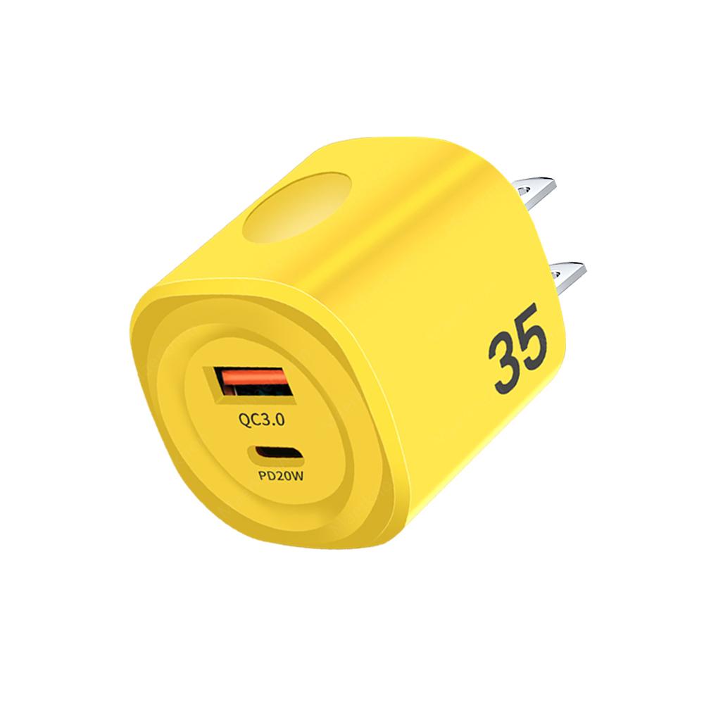 

35 Вт PD USB C зарядное устройство Быстрая зарядка Type C телефон адаптер питания для iPhone Samsung Xiaomi Huawei Quick Charge 3.0 USB зарядное устройство US Plug жёлтый