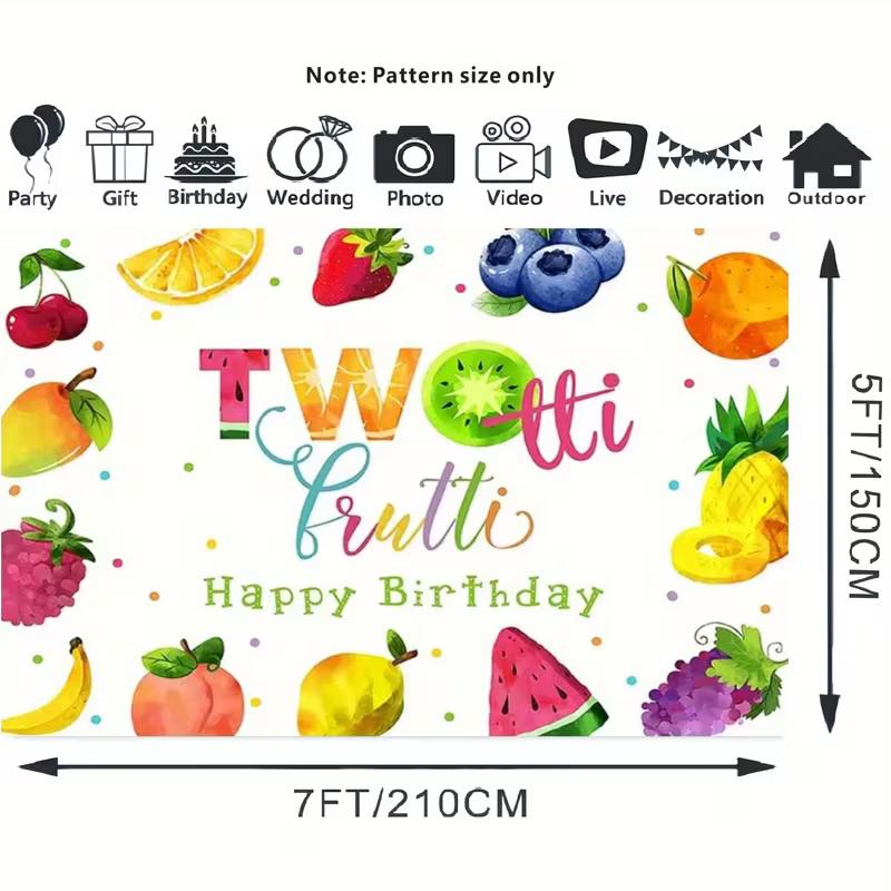 2D Colorful Fruit Twotti Frutti 2nd Birthday Party 2D Backdrop Photo Background