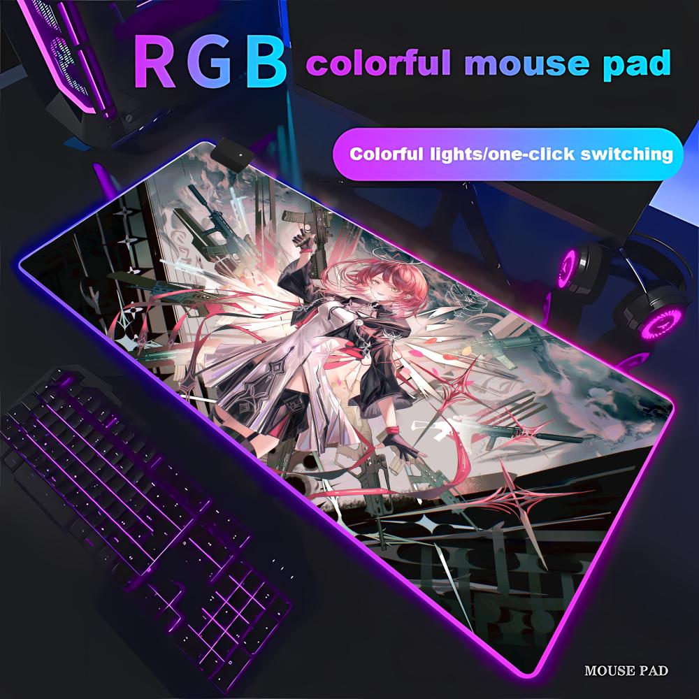 Arknights Gabinete Mouse Pad RGB Gaming Mouse Pad HD Gamer Large LED Light XXL MousePads PC Computer pad Non-slip