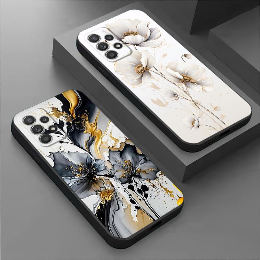 Marble Phone Case for Samsung Galaxy A71 A50 A21s A54 A41 A52s A51 A31 A53 A73 A55 A70 A16 A72 Black Cover