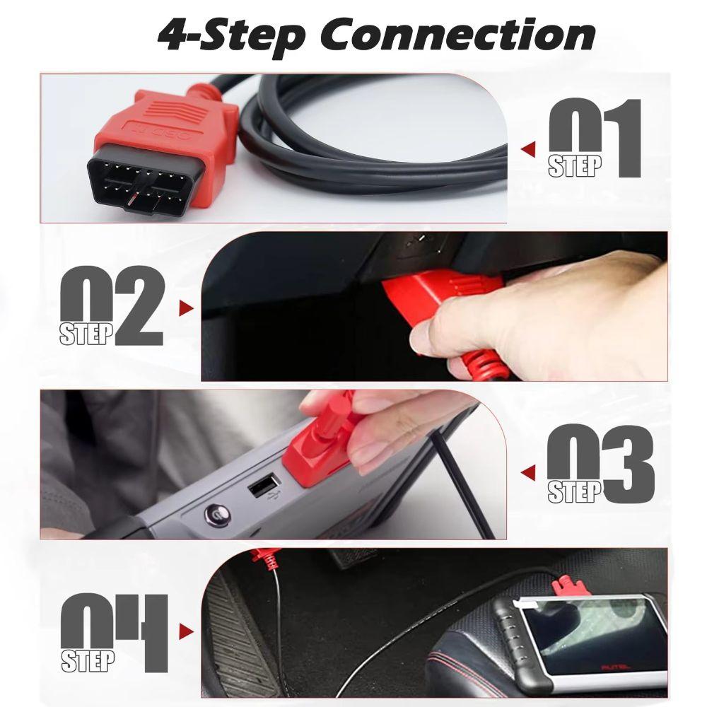 Black PVC Wire OBD2 Test Cable Autel Scanner Cable For Autel MaxiSYS Pro MS906 MS908 MS905 MS808