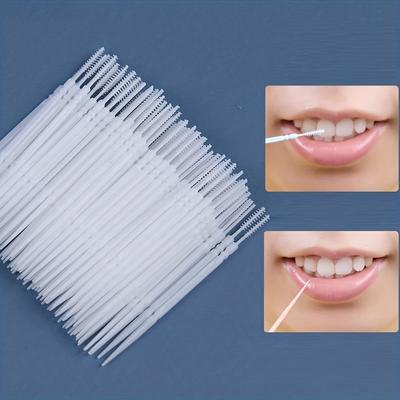 200Pcs/Pack Double-Headed Polypropylene Interdental Brushes - Dental Hygiene Tooth Cleaning Picks for Oral Care