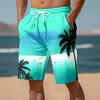 3D Print Colourful Beach Short Pants Men's Coconut Tree Pattern Board Shorts Summer Hawaiian Casual Loose Gym Sports Swim Trunks