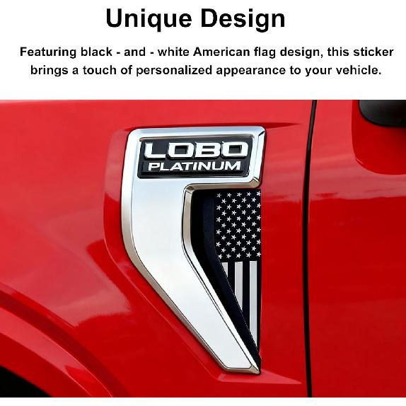Black American Flag Decor Emblem Decal Compatible with -2025 Ford F150 Accessories Fit F150 Exterior Patch Decor Enhances Truck's Style (Not for