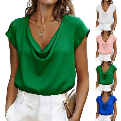 Womens Spring Tops Summer Shirts for Women Womens Summer Tops Dressy Casual Lightweight Drape Neck Blouse for Office Daily Wear
