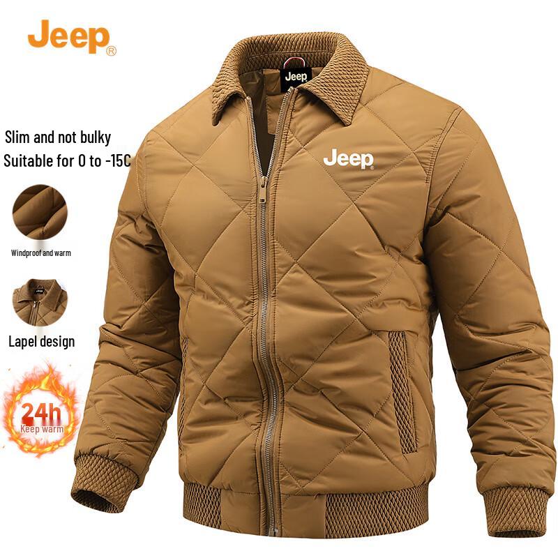 Jeep Men's Casual Lapel Winter Padded Jacket