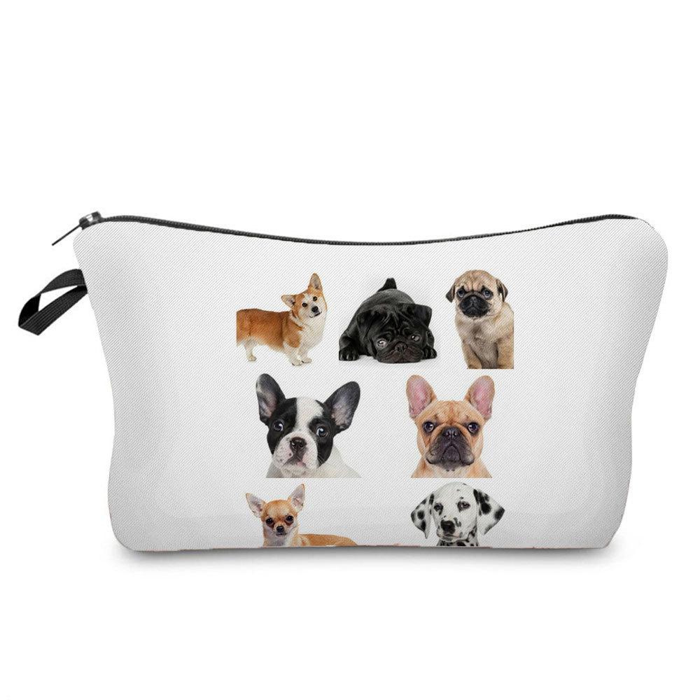 Damen Kosmetiktasche mit Hundeaufdruck Toilettenartikel Organizer Reiseaufbewahrungskoffer 6675