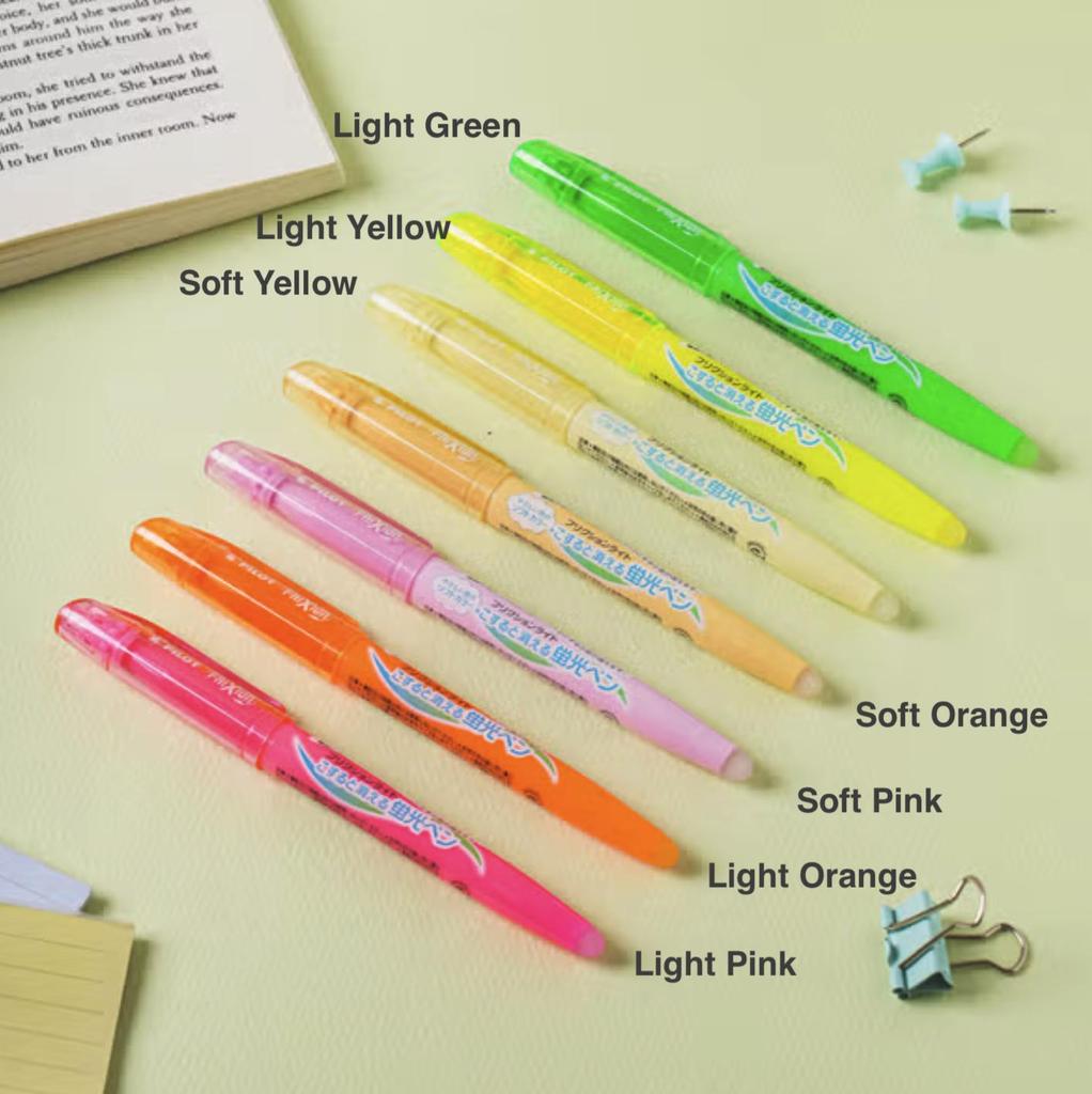 Japanese Erasable Highlighter Set – 7 Colors (Soft & Light Series)