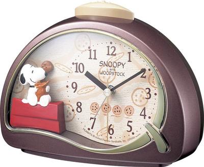 Snoopy Alarm Clock Character Analog R506 Electronic Sound Alarm Brown 4SE506MJ09