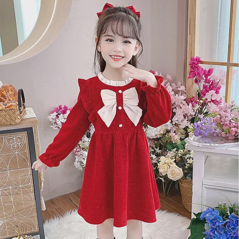 Stilvolles Prinzessinnenkleid: Niedlicher Herbst Schleife Kordrock für Mädchen