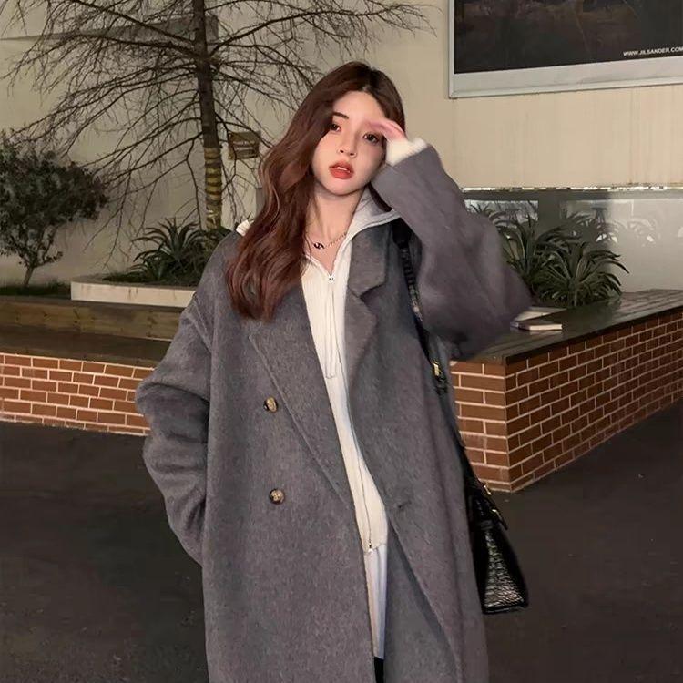 

Women s Minimalist Woolen Coat - Double-Faced Cashmere, Long, Thickened, 2025 Autumn/Winter Collection S (Non-Extended, 105cm Length, Up to 65kg)