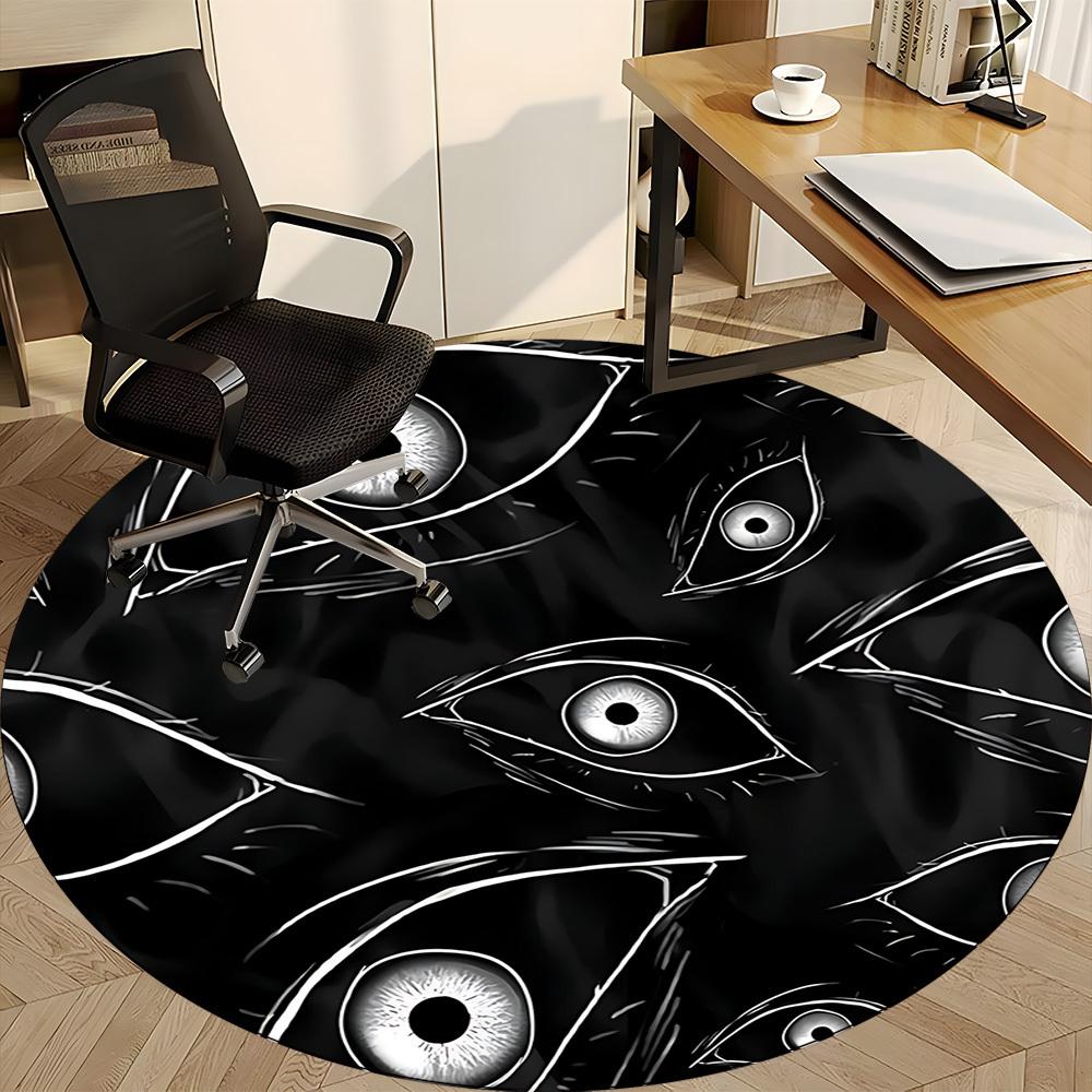 1pc Eyes Pattern Office Round Area Rug,  Mat Suitable For Office, Under Office Chairs Bedroom Living Room Home Decor, Room Deco