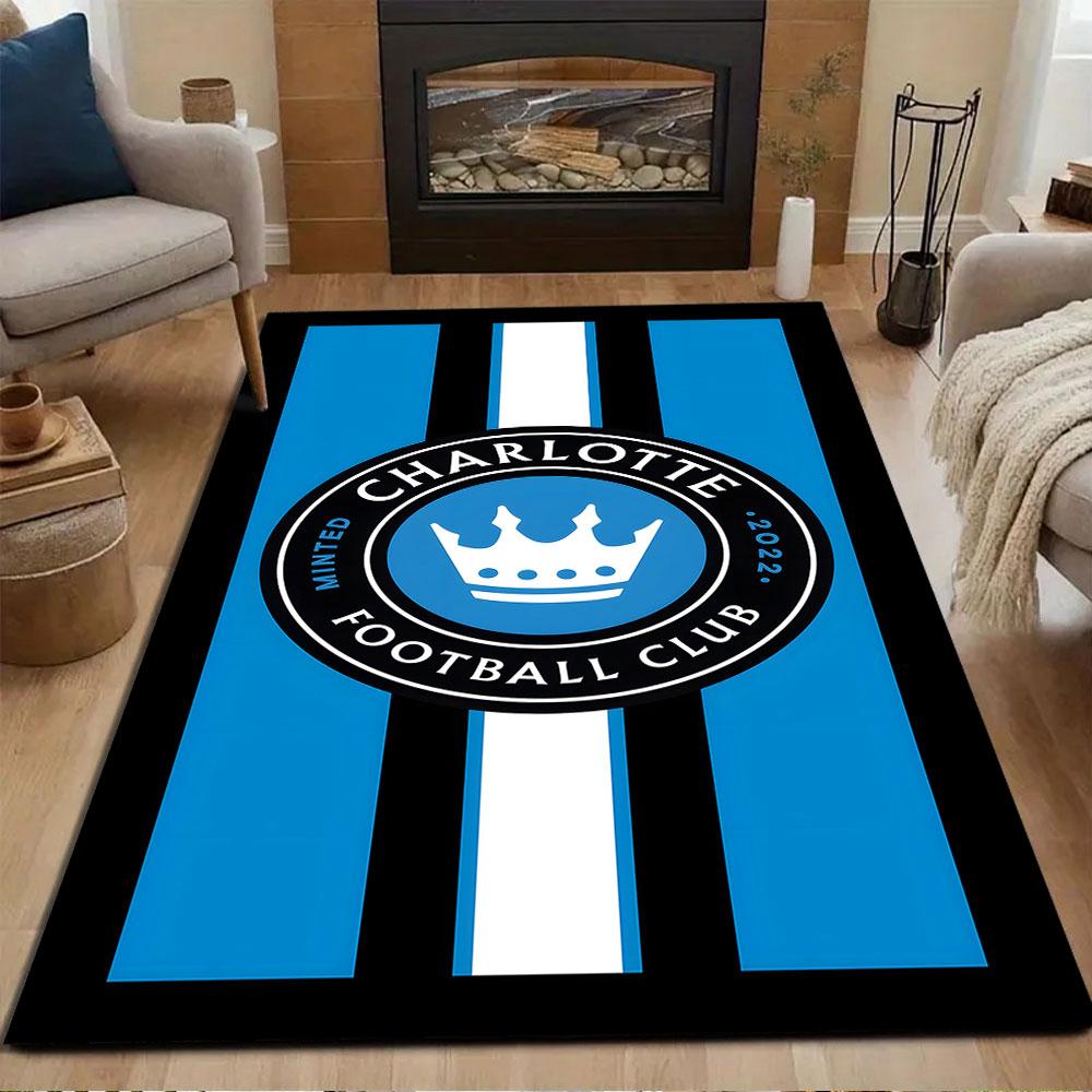 Charlotte FC Logo Design Patterned carpet, non slip mat suitable for living room and bedroom sofas