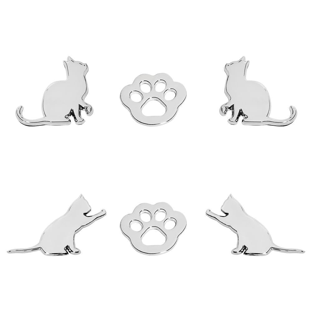 Futwod Sticker Cat Paw Car Emblem 3D Metal Accessories Car Bike Bicycle Badge Cute 6 pieces set