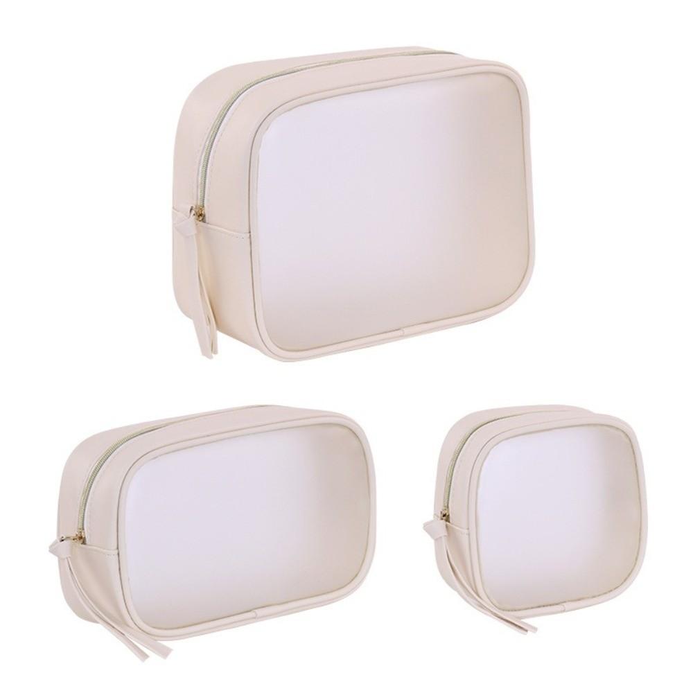 Zipper Makeup Storage Bag PU Toiletry Organizer Simple Transparent Cosmetic Bag  Ladies