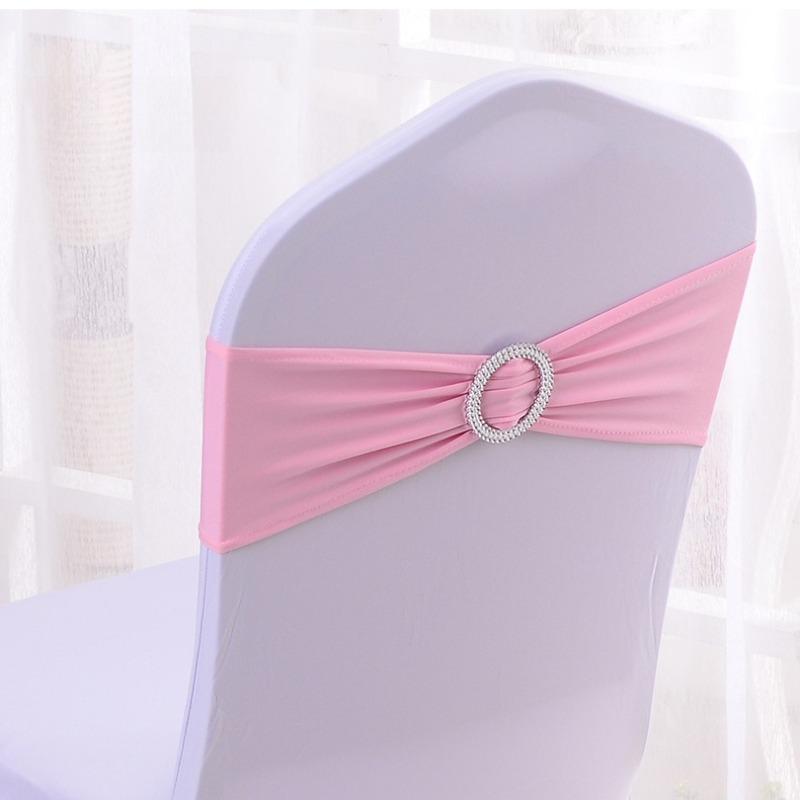 Wedding Decoration Birthday Party Chair Cover Elastic Hoop Bow Tie Elastic Fabric with Circular Buckle Suitable for All Banquet Chairs in The Hotel