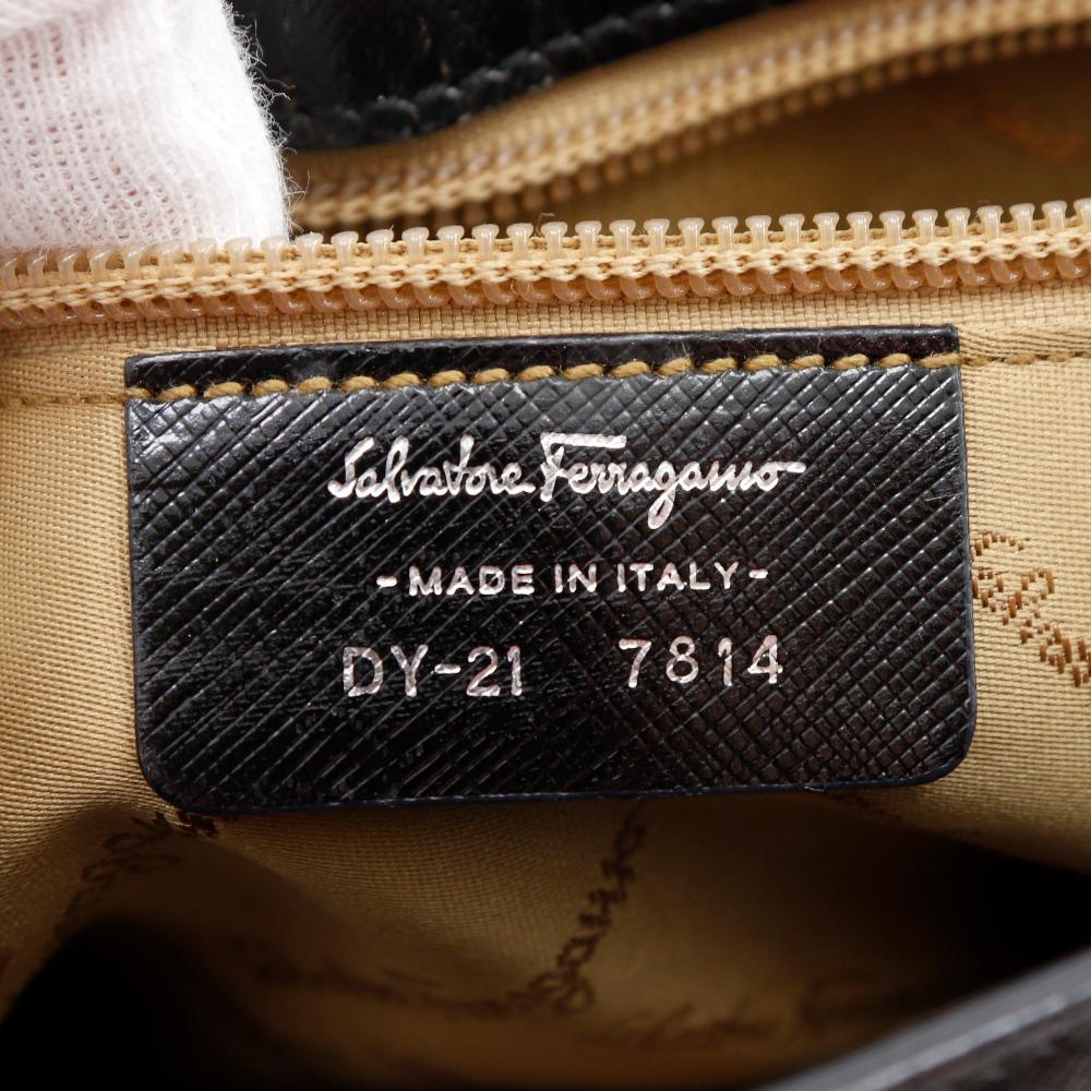 Salvatore Ferragamo Gancini Tote Bag DY-21 7814 black Calfskin Women Used