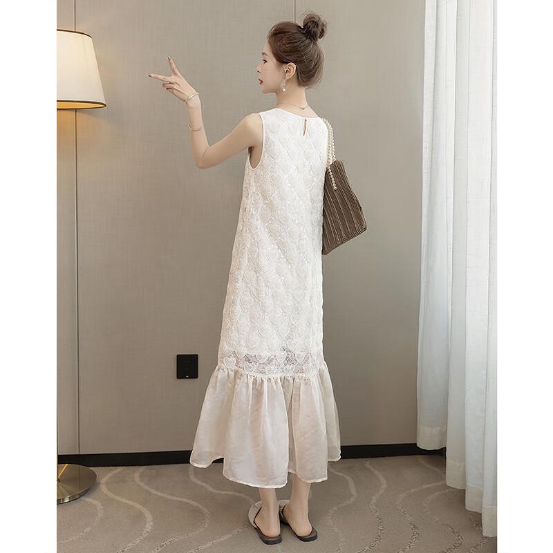 Women's Mesh Patchwork Vest Long Dress