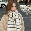 Retro New Year's Christmas red stripe wool blended scarf women's winter thickened warm atmosphere scarf manufacturer wholesale