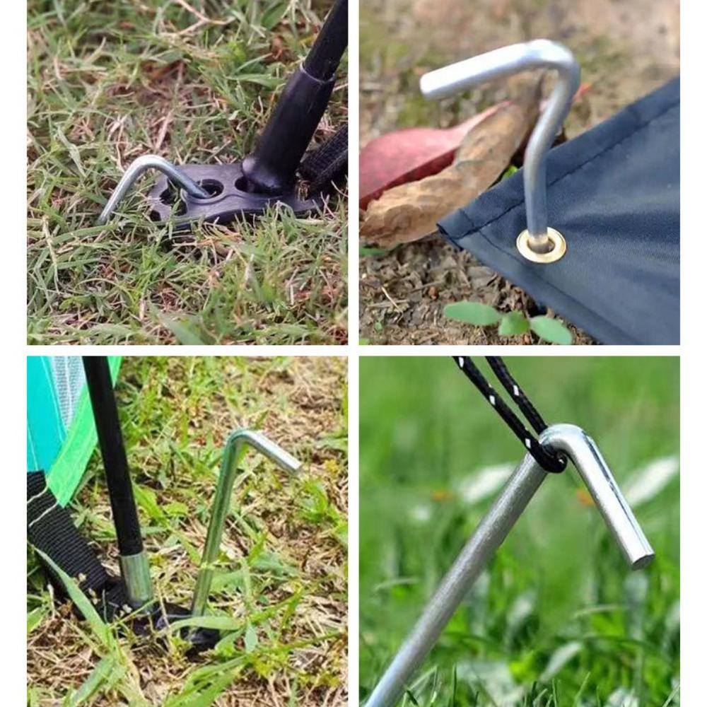 Galvanized Steel Tent Pegs Titanium Tent Nails with Bend Hook Outdoor Camping Tent Stakes for Camping Supplies