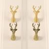 Retro Brass Cabinet Pull Vintage Single Hole Solid Deer Head Drawer Handle Gold Home Decor Wardrobe Door Handle with Screws