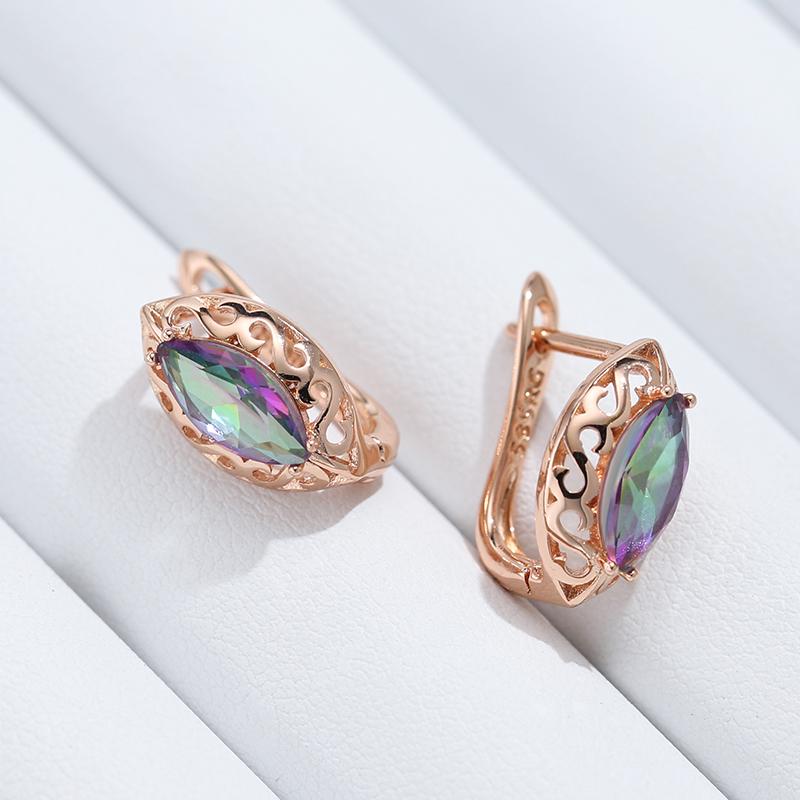 

Кольорові Натуральні Циркони Англійські Сережки Для Жінок Колір Рожевого Золота Етнічні Весільні Аксесуари Щоденні Тонкі Прикраси