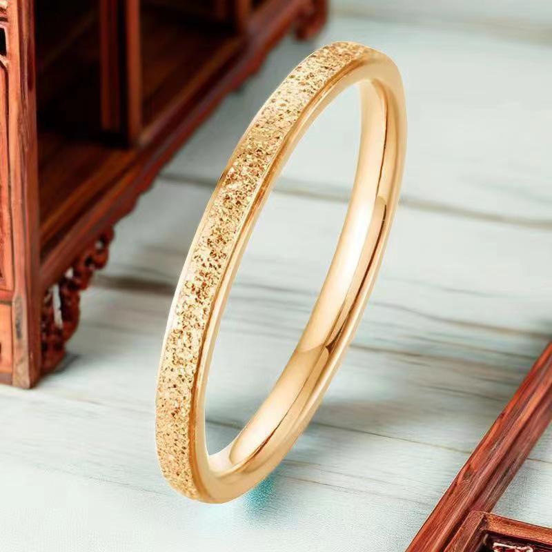 Fashion Frosted Stainless Steel Titanium Rings for Women - Versatile, No-Fade Taigang Style