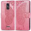 for Consumer Cellular IRIS Connect Phone Case,Butterfly Embossed Flowers PU Leather Magnetic Flip Stand Card Holders & Hand Strap Wallet Purse Case