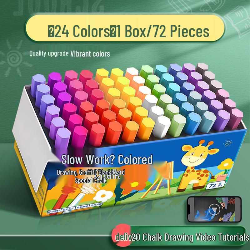 Vivid Dustless Multi-color Chalk for Children and Teachers - Keeps Hands Clean