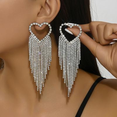 2PC Women's Fashion Love Tassel Long Earrings Suitable for Banquet, Party, Festival Gifts