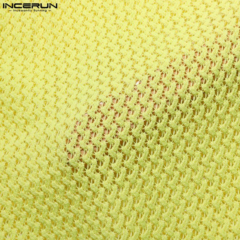 INCERUN Men Sleeveless See Through Hollow Out Beach Vest Tank Topss