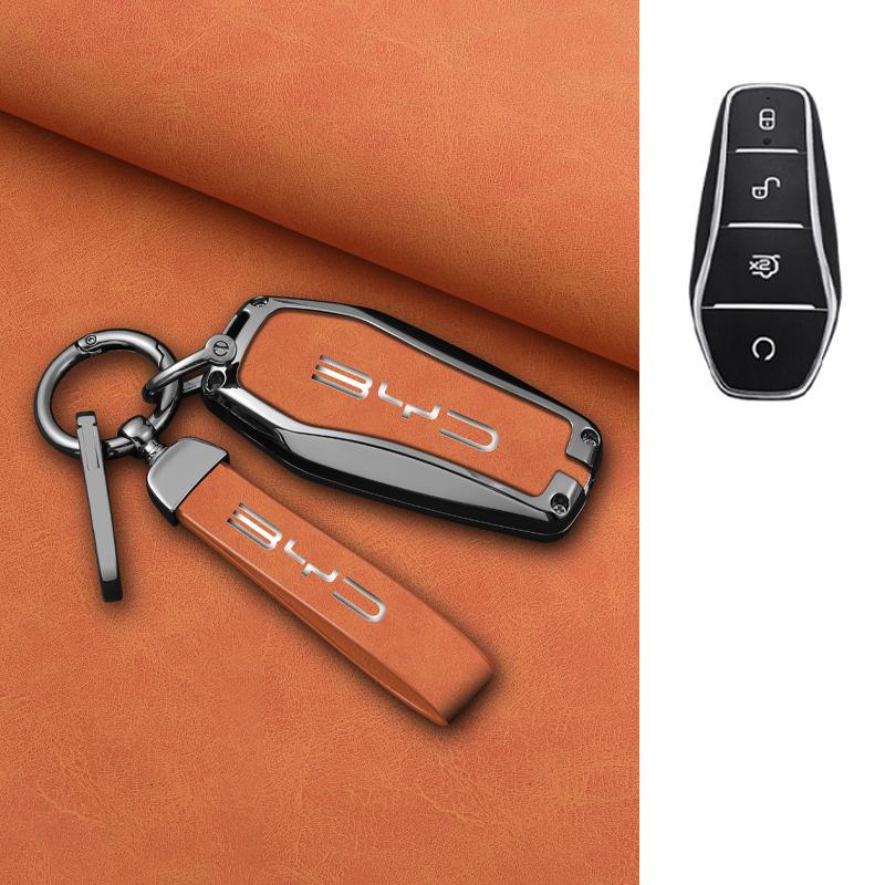 Car Key Case Cover Shell Fob for BYD Atto 3 Han EV Dolphin Lied Tang Dm Qin PLUS Song Pro MAX Yuan Zinc Alloy Protector Keychain