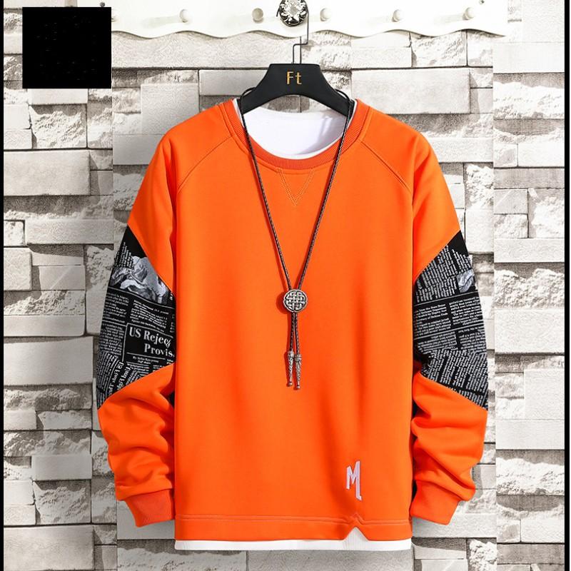 Men's Spring and Autumn New Solid Color Printed Loose Top Urban Simple Fashion Leggings Men's Hoodie