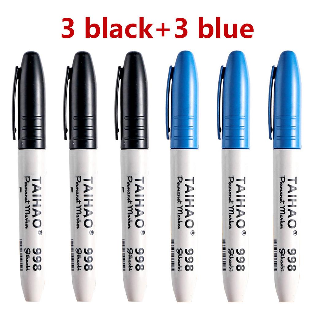 6/10pcs Mixed Oil-based Marker Pen Not Erasable Quick-drying Waterproof Marker School Students, Business Office Supplies