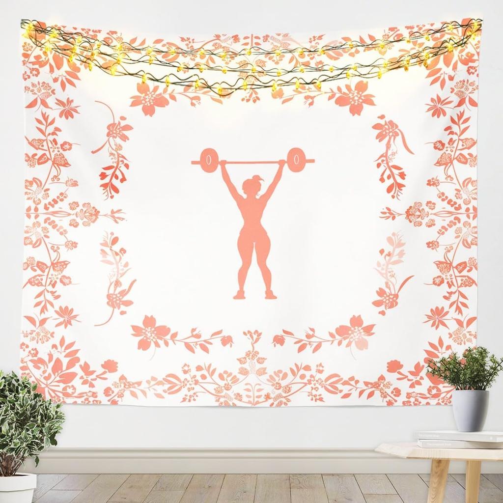 Fitness Tapestry Lifting Dumbbell Tapestry Workout Vintage Design Tapestries Wall Hanging for Bedroom Living Room Decoration