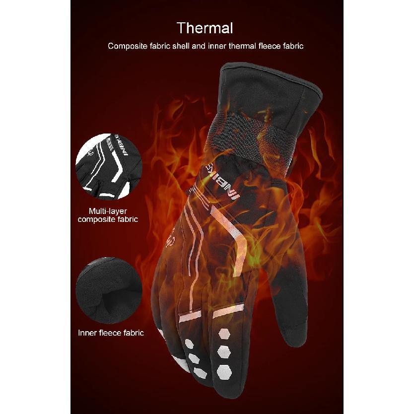 INBIKE Winter Cycling Gloves Full Finger Thermal Men's Bicycle Gloves Warm Cotton Waterproof Bike Gloves for Motorcycle Cycling