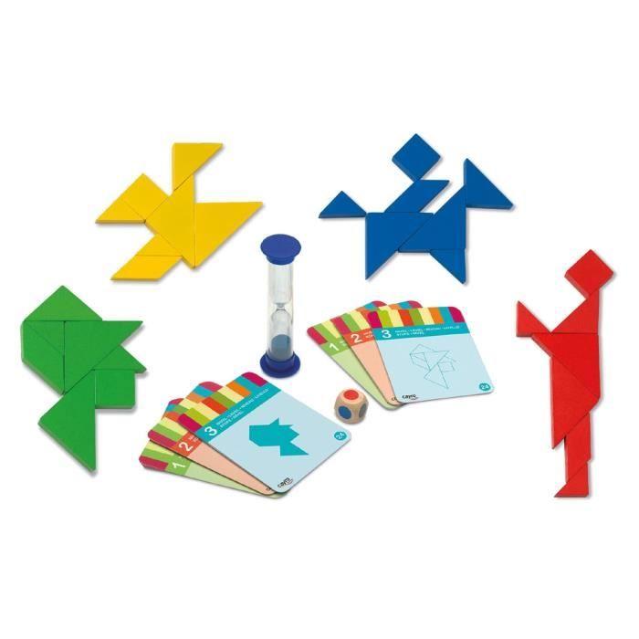 Jeu De Société - Tangram - Bois - 1 À 4 Joueurs - 3 Niveaux De Difficulté - À Partir De 7 Ans
