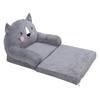 Toddler Chair Gray Cartoon Style Foldable Wide Handle Stable Backrest Breathable Baby Sofa for Home