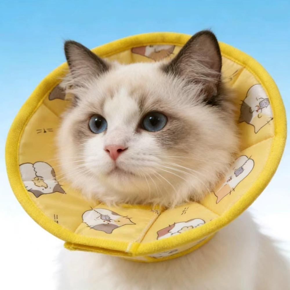 Cartoon Pattern Pet Elizabeth Collar Breathable Pet Recovery Cone Portable Cat Head Cover Pet Care