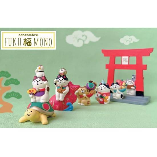 Decole Corporation concombre Manpuku Maneki Neko (Lucky Cat) with Felt Mat Size: Approx. W3.4 D3 H5.