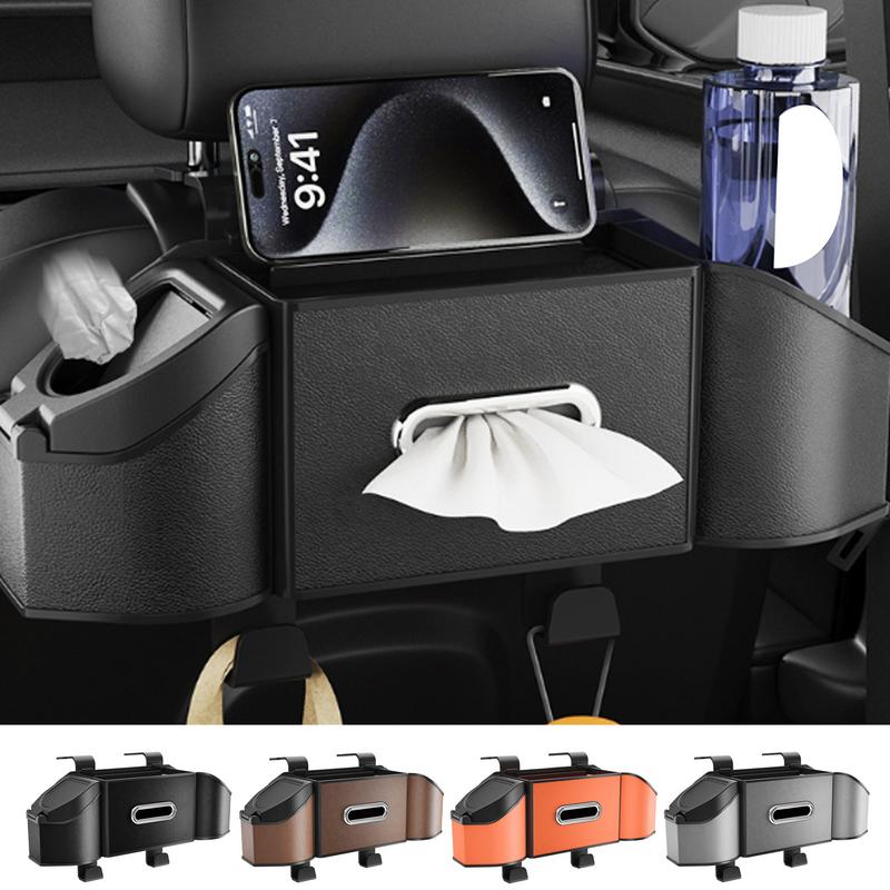 For All Fit Back Seat Organizer Bag For Car PU Leather Storage Bag Waterproof Backseat Car Organizer Multipurpose Seat Organizer