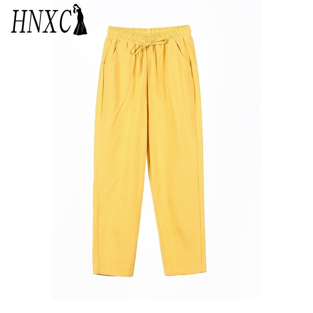 HNXC 9 Color Pure Cotton Nine Point Trousers Spring Summer Slim Straight Loose Casual Pants Women Solid Color Harem Pants