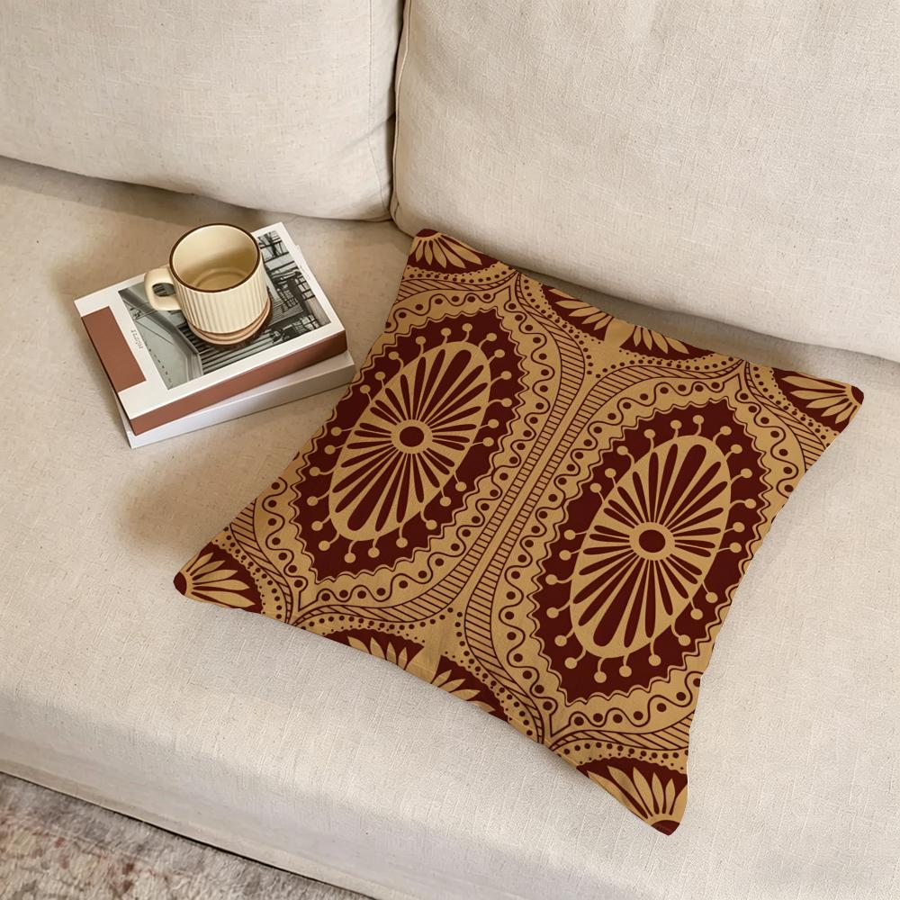 P-Iberian Floral Tile Cushion Cover Fabric Soft Furnishing,Pillowcase, Cushion Cover, Sofa Pillow, Home Decoration