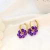 French Light Luxury Rough Stone Beaded Flower Earrings Niche Versatile Titanium Steel Ear Jewelry Does Not Fall Off