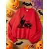 Black Cat and Pumpkin Lantern Prints Sweatshirt Woman Casual Fleece Sweatshirts Round Neck Autumn Top Hip Hop Sportswears